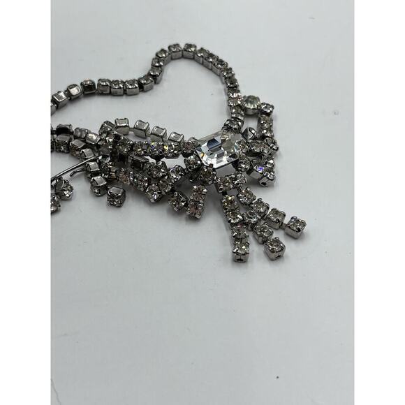 Vintage Retro Raised Bow Prong Set‎ 
Icy Rhinestone Crystal Chocker Necklace - Picture 11 of 12